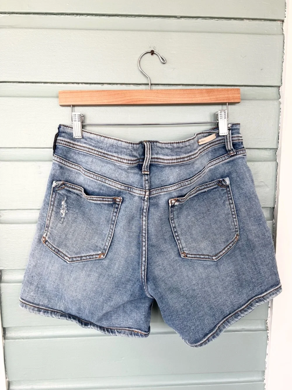 Anthropologie Light Blue Distressed Denim Shorts - Picture 4 of 11